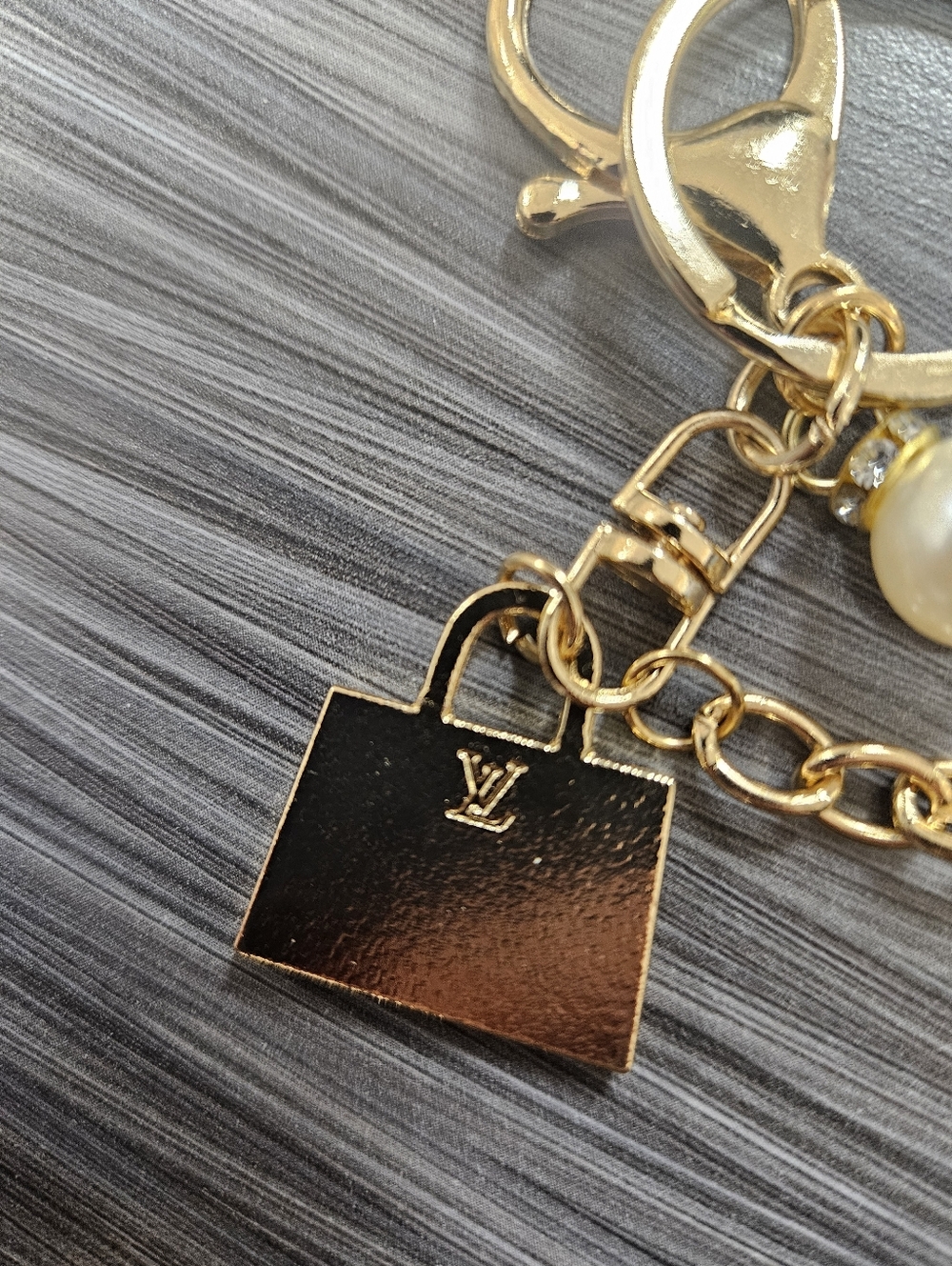 NEW LV Stamped Black Enamel Purse Charm Reimagined On Handmade Bag Charm - Picture 4 of 11